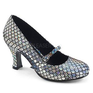 Mermaid Silver Hologram - Funtasma 3" Holographic High Heel Shoes - Women's Sz 7